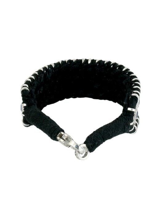 Artisan Black 925 Sterling Diamond & Tanzanite Cord Statement Bracelet