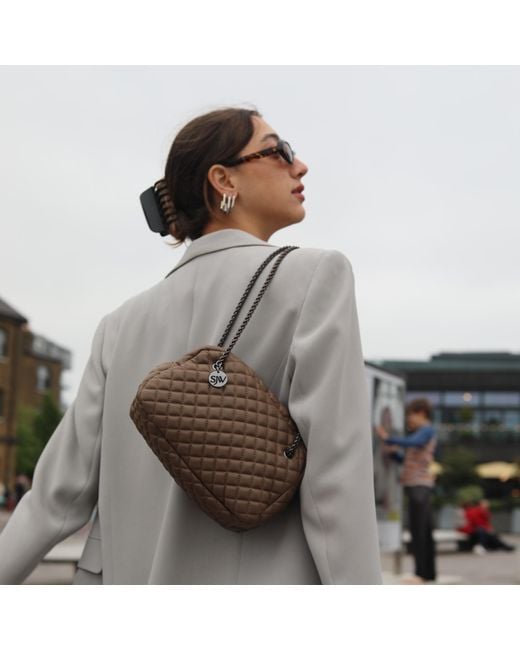 SJW BAGS LONDON Brown Carlton Vegan Leather Quilted Handbag