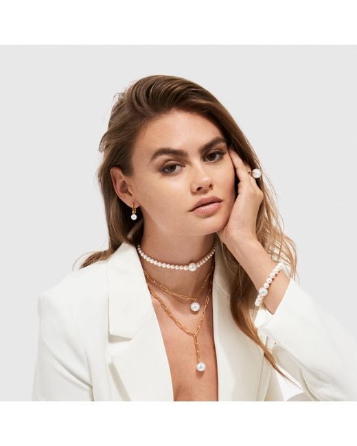 Ora Pearls Metallic Aetia Pearl Hoop Earrings