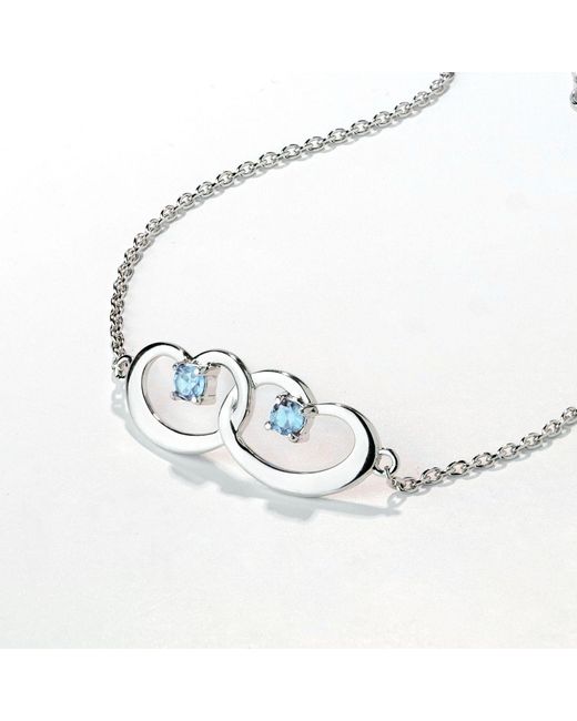 Belinda Jewelz Metallic Aquamarine Interlocked Hearts Bracelet