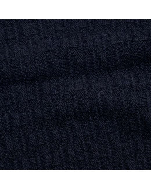 Paul James Knitwear Blue Merino Cashmere Textured Triangle Blythe Scarf