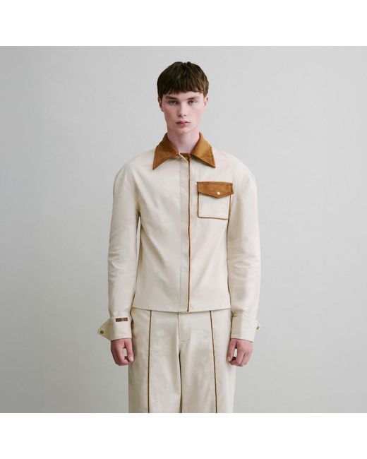 Luroq London Natural Neutrals Contrast Detail Shirt for men
