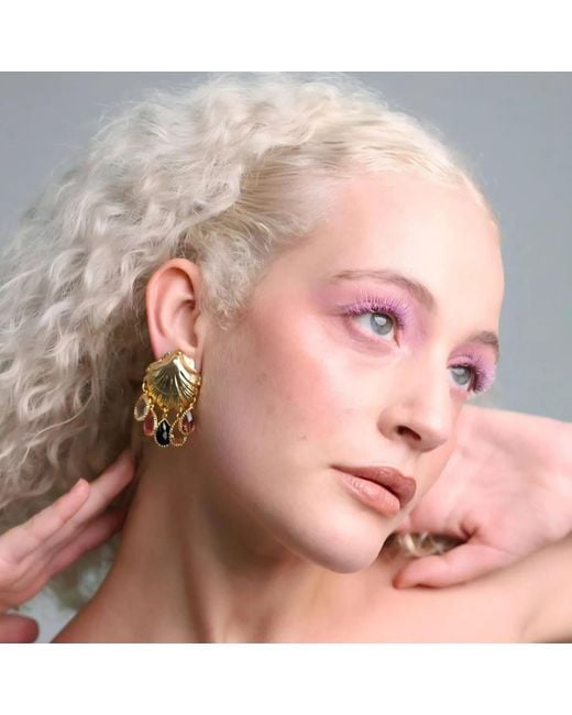 Eyeconic by Samar Ajram Metallic Golden Shell Earrings