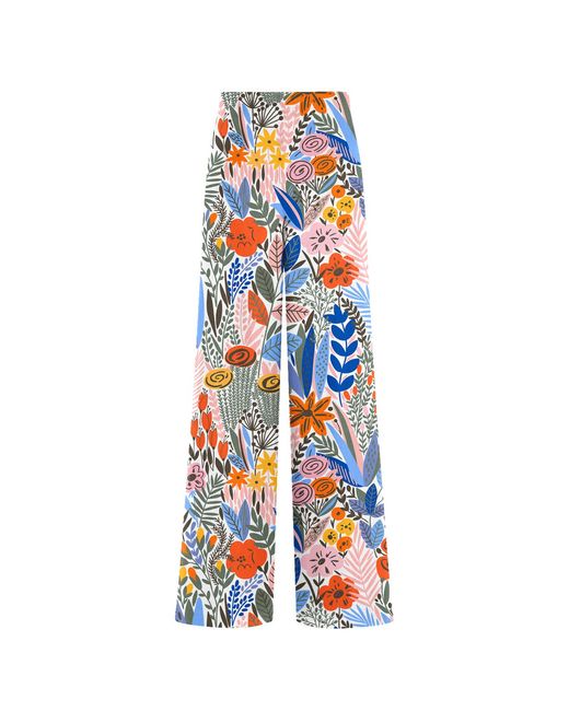 Aloha From Deer Blue Floral Pattern Long Loose Pants