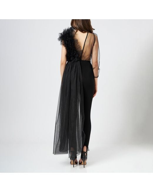 LIA ARAM Black Transparency Deconstructed Bodysuit