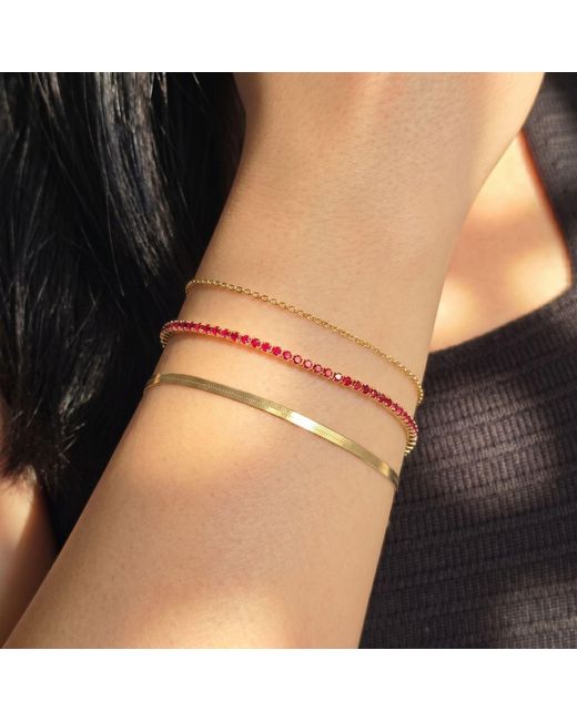Harfi Brown Garnet January Birthstone Dainty Plated Tennis Bracelet