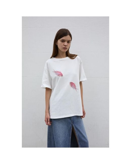 Sour Figs White Maomao Fish Duo Print T-Shirt