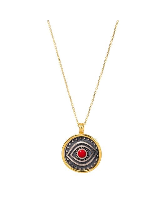 Ebru Jewelry Metallic Passion Coral Evil Eye Sterling & Protection Necklace