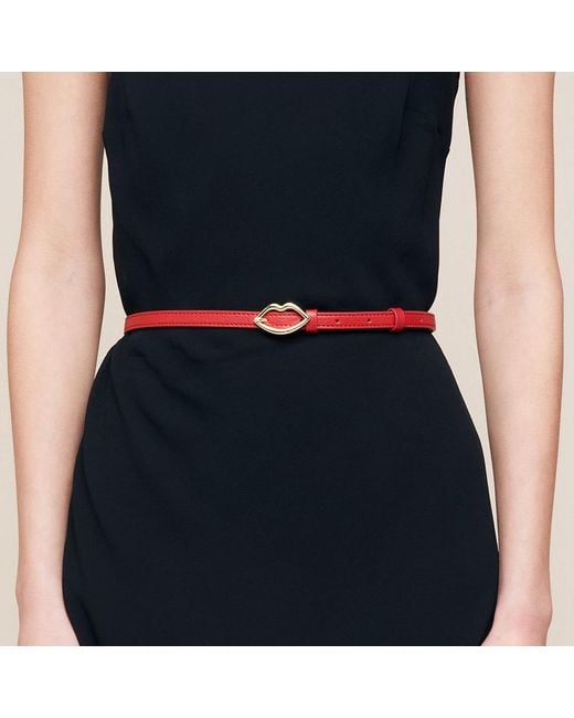 Lulu Guinness Red Lulu Lip Buckle Belt