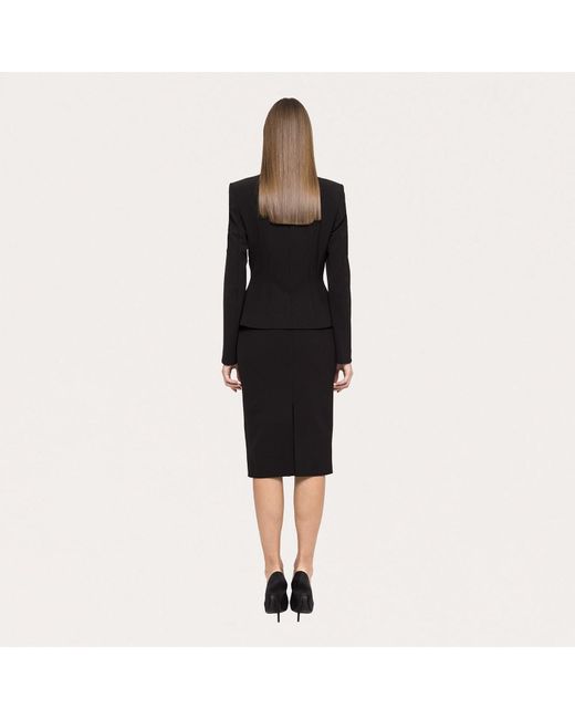Nissa Black High-Waisted Midi Skirt