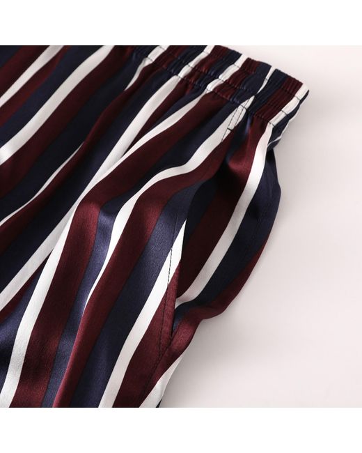 Soft Strokes Silk Blue Pure Mulberry Silk Striped Shorts for men
