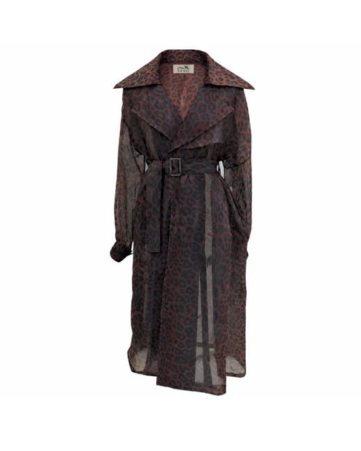 Azzali Black Leopard Hawa Trench