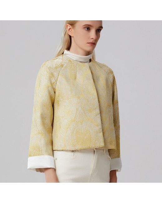 Smart and Joy Green Brocade Short Jacket