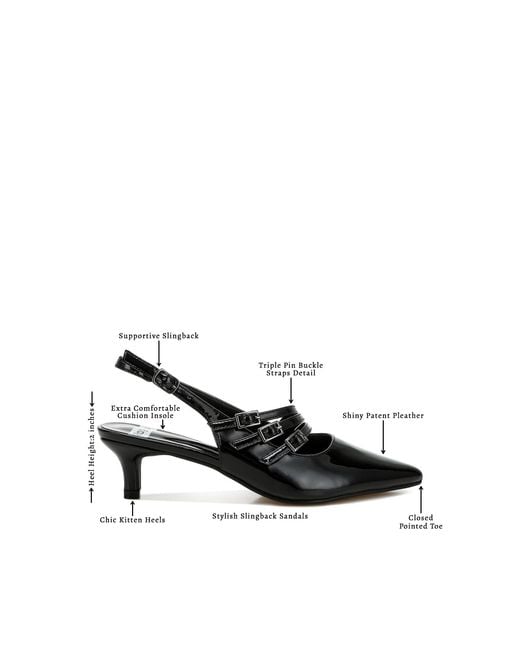 Rag & Co Black Kanebei Triple Strap Slingback Sandals By Rag & Co