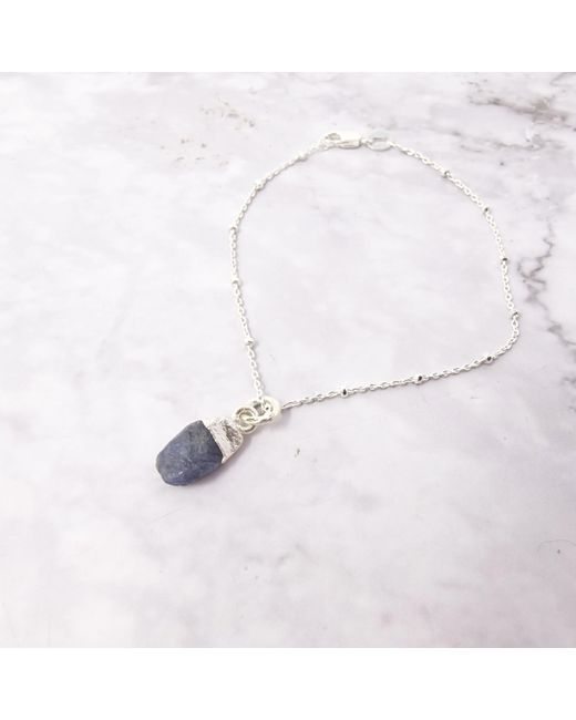 Harfi White Raw Sapphire September Birthstone Sterling Bracelet