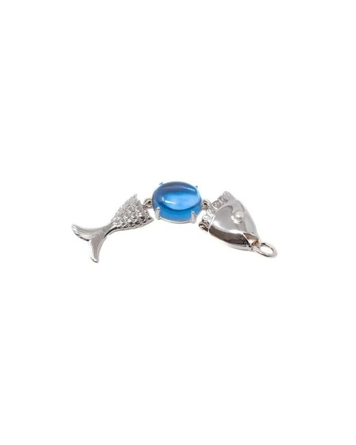 NASI SILVER Blue Swimming Fish Neshama Pendant- Spinel