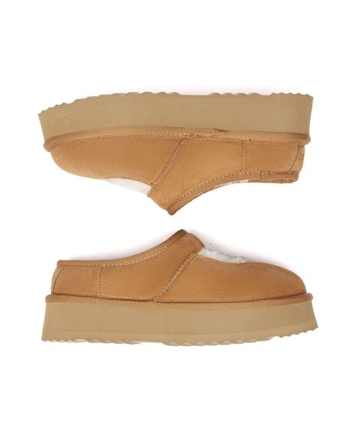EverAu Australia Brown Plumed Ankle Platform Slippers