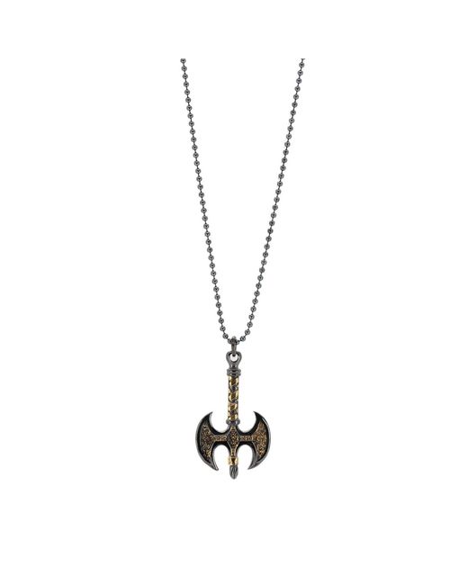 Ebru Jewelry Metallic Viking Axe Sterling & Pendant Chain Necklace for men