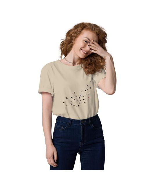 Anchor and Crew Natural Neutrals Desert Dust Birds Where's William Going? Organic Cotton T-Shirt