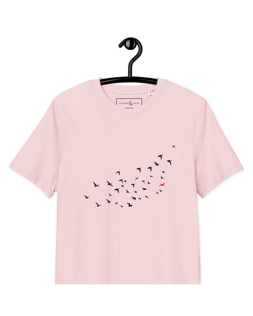 Anchor and Crew Pink Cotton Birds Where's William Going? Organic Cotton T-Shirt