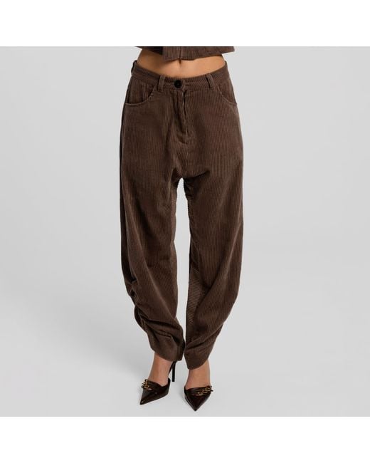 Mandragora Brown Loose Cut Corduroy Trousers Barro Cappuccino