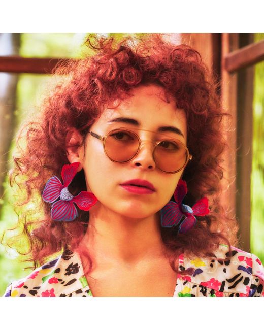 Nana Watanabe Click Flora Folded Dimensional Embroidered Earrings