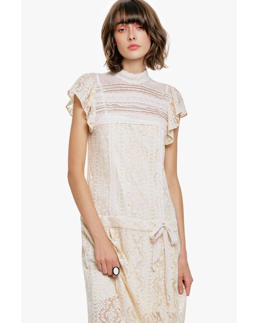 black dress with white lace applique Duntery A Line Lace-up Back Tulle Gown, Dusty-Sage