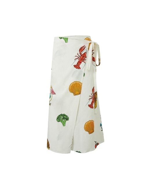 Pecanpepperpelican White Vhagar Long Wrap Skirt