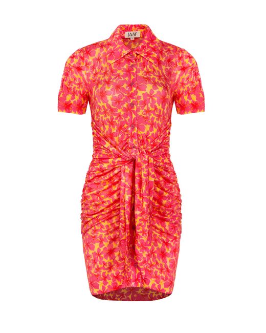 JAAF Red Stretch-jersey Mini Dress In Hibiscus Print