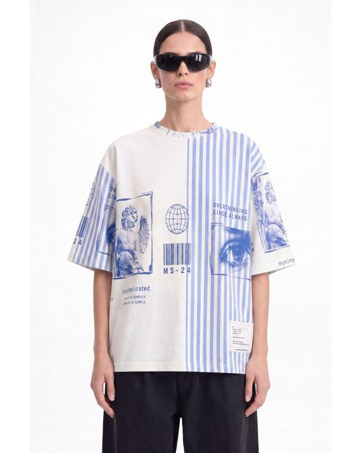 mysimplicated Blue Overthinking Ms Oversized T-Shirt W