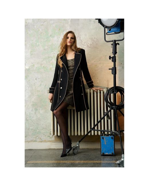 AVENUE No.29 Black Double Breasted Military Coat With Contrast Buttons –