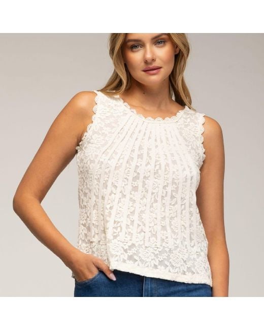 Tantra Spain Sl Natural Neutrals Sleeveless Lace Top