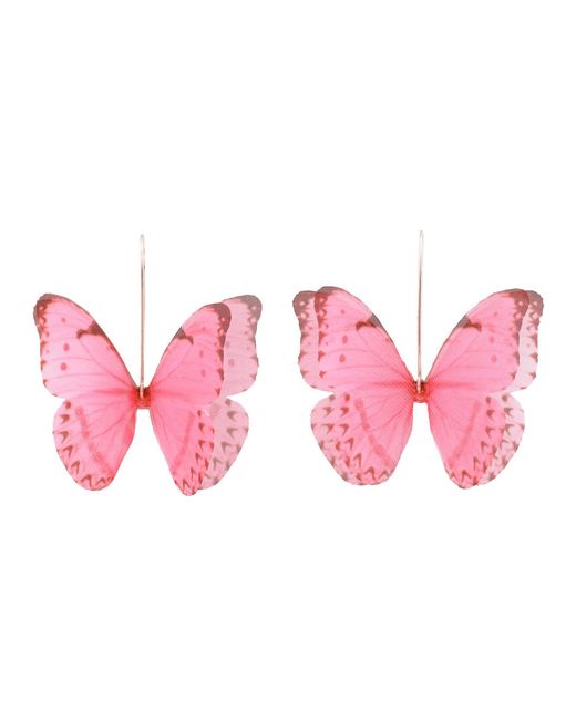 Oana Savu Pink Silk Butterfly Earrings Silk Wings Fairy Jewelry