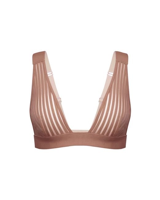 MONIQUE MORIN LINGERIE Pink Vertigo V Neck Bralette Mushroom