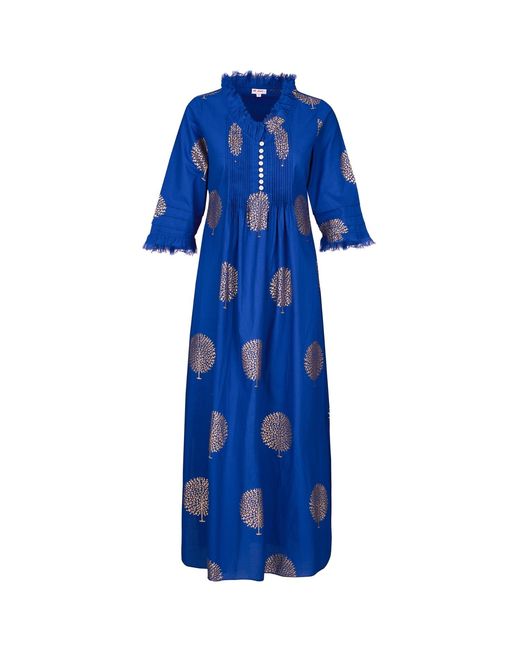 At Last Blue Cotton Annabel Maxi Dress