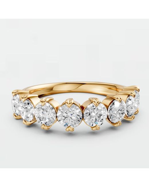 Aya Fine Jewelry White Round Timeless 8 Stone Lab Diamond Ring Anniversary Band