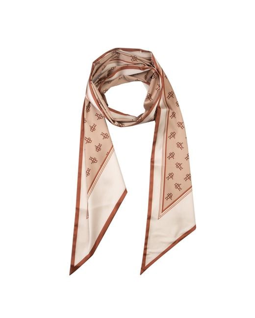 Roch Perel Natural Neutrals Rp Monogrammed Silk Neck Scarf