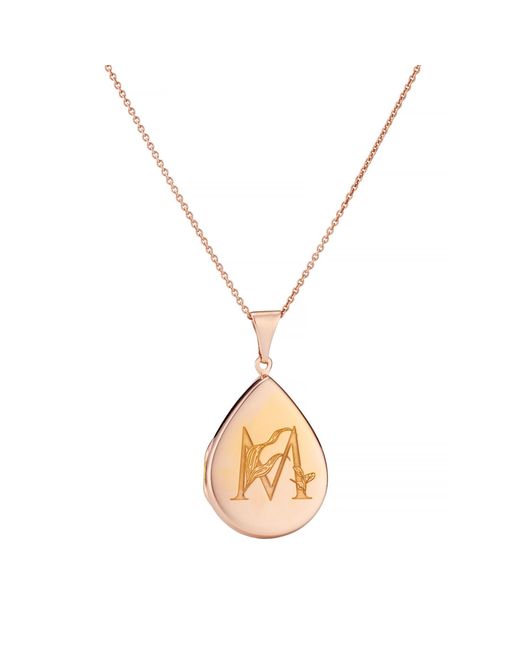 Posh Totty Designs Metallic Gold Plated Floral Engraved Initial Locket Necklace