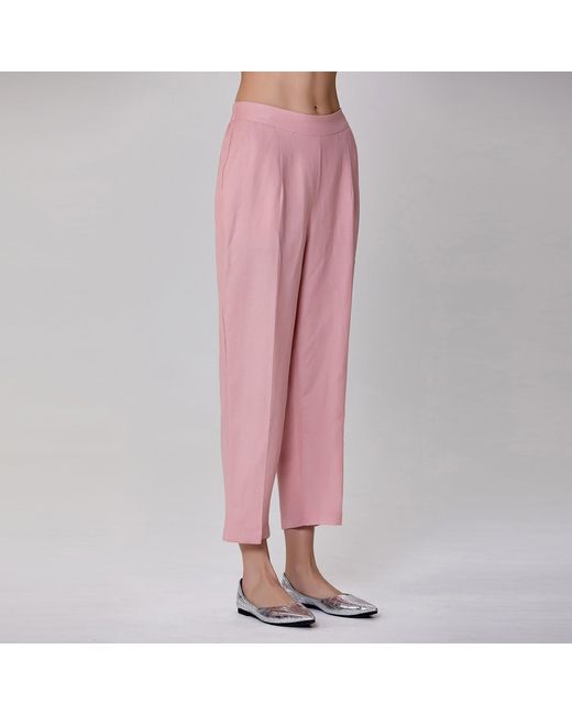 Smart and Joy Pink Straight Linen Pants