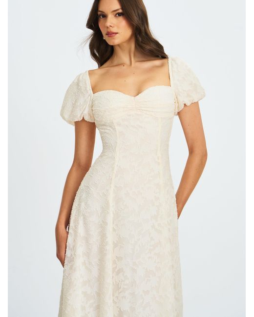 Miss Circle New York White Pandora Bubble Sleeve Backless Maxi Dress