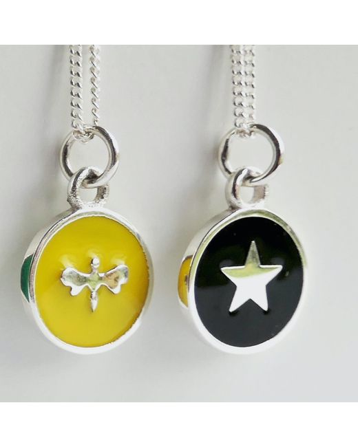 Lime Tree Design Metallic Small Star Enamel Necklace Sterling Jet