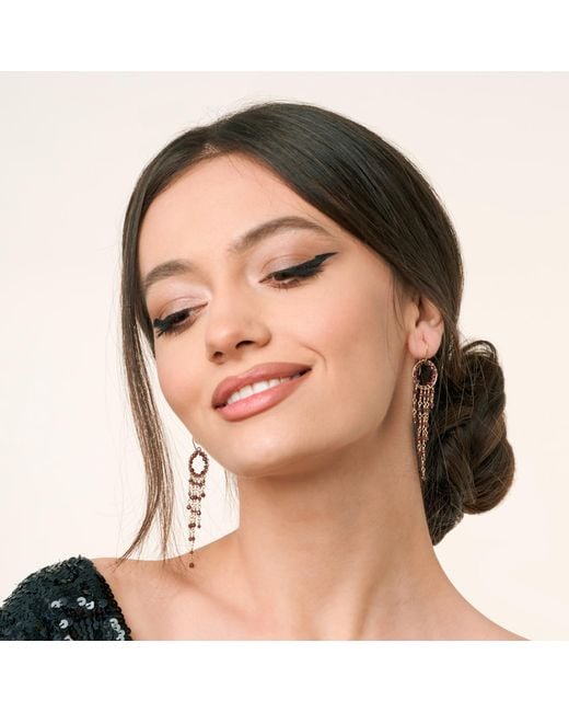 Corina Mardari Jewelry Metallic Handmade Chandelier Garnet-Filled Earrings — Fluid Statement Design