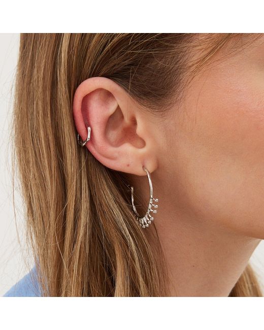 Spero London Metallic Sterling Crown Natural Textured Molten Large Hoop Earring
