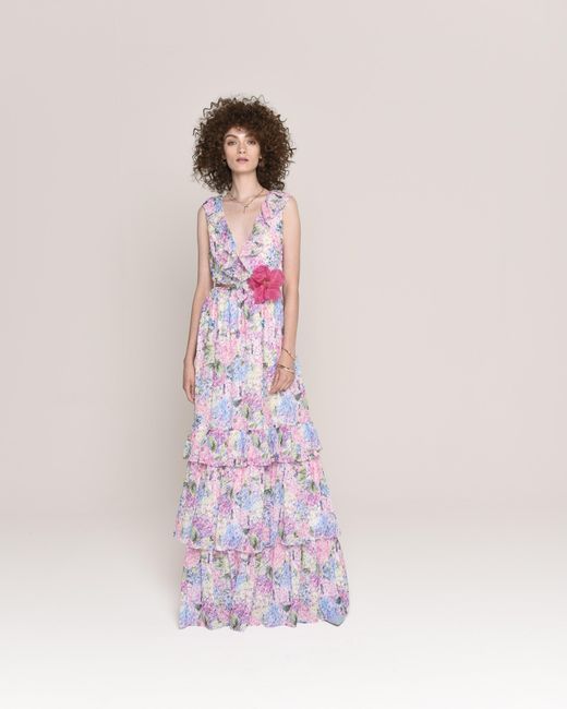 NEVA Purple Soraya Wedding Guest Maxi Dress – Ortensie Floral Print