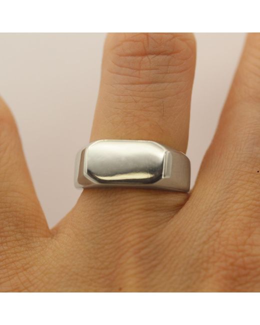 VicStoneNYC Fine Jewelry White Timeless Bold Signet Ring For for men