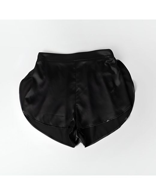 Soft Strokes Silk Black Pure Mulberry Silk Petal Shorts, Mid-Waist, Silk Charmeuse