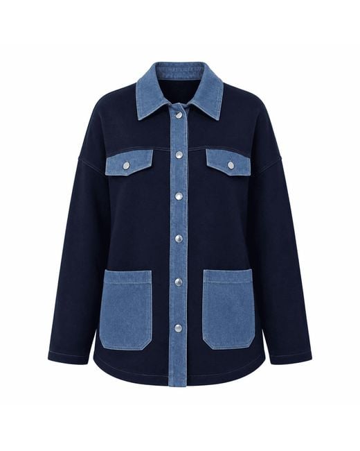 Exquise Blue Makena Long Sleeve Pocket Knit Jacket