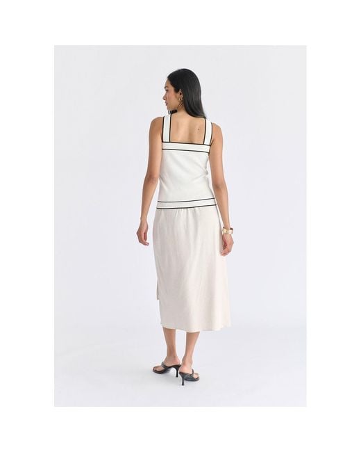 Paisie White Contrast Detail Crisscross Halterneck Knit Top