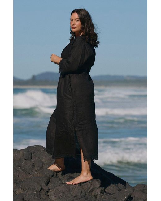 Adrift Clothing Black Tia Linen Tunic Dress