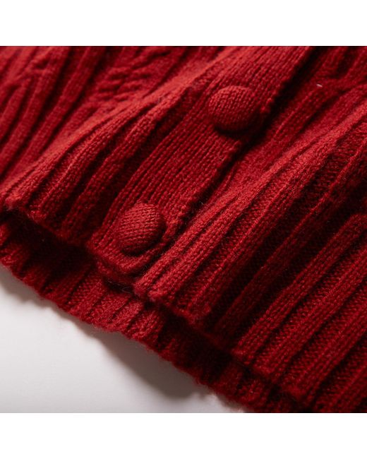 Fully Fashioning Red Ruby Freyja Cable Wool Knit Cardigan